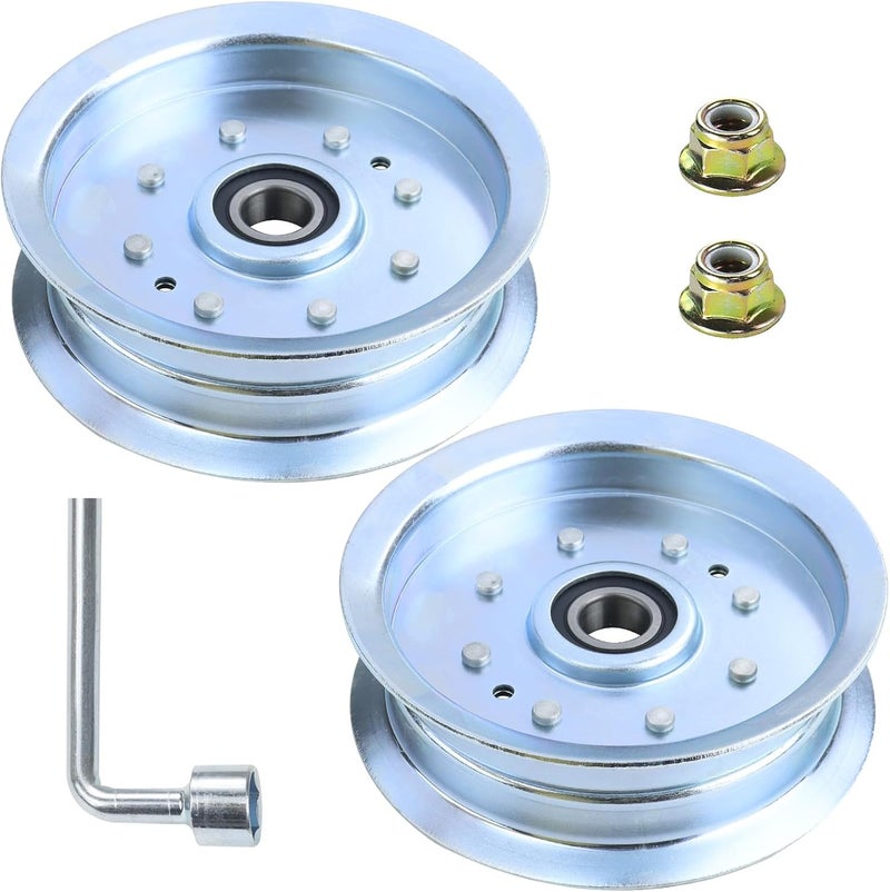 GUSUHAWK 2 Pack 756-05034A Idler Pulley Replaces John Deere GY20629 Idler Pulley John Deere GY22082 Idler Pulley John Deere AUC17621, 756-05034 for John Deere D130, D140, D170, L110, L130, Z225 Decks - Image 1